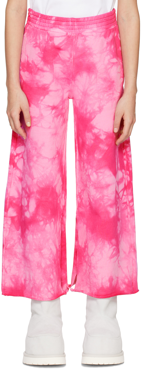 Mm6 Maison Margiela Kids Pink Tie-dye Sweatpants In M6303