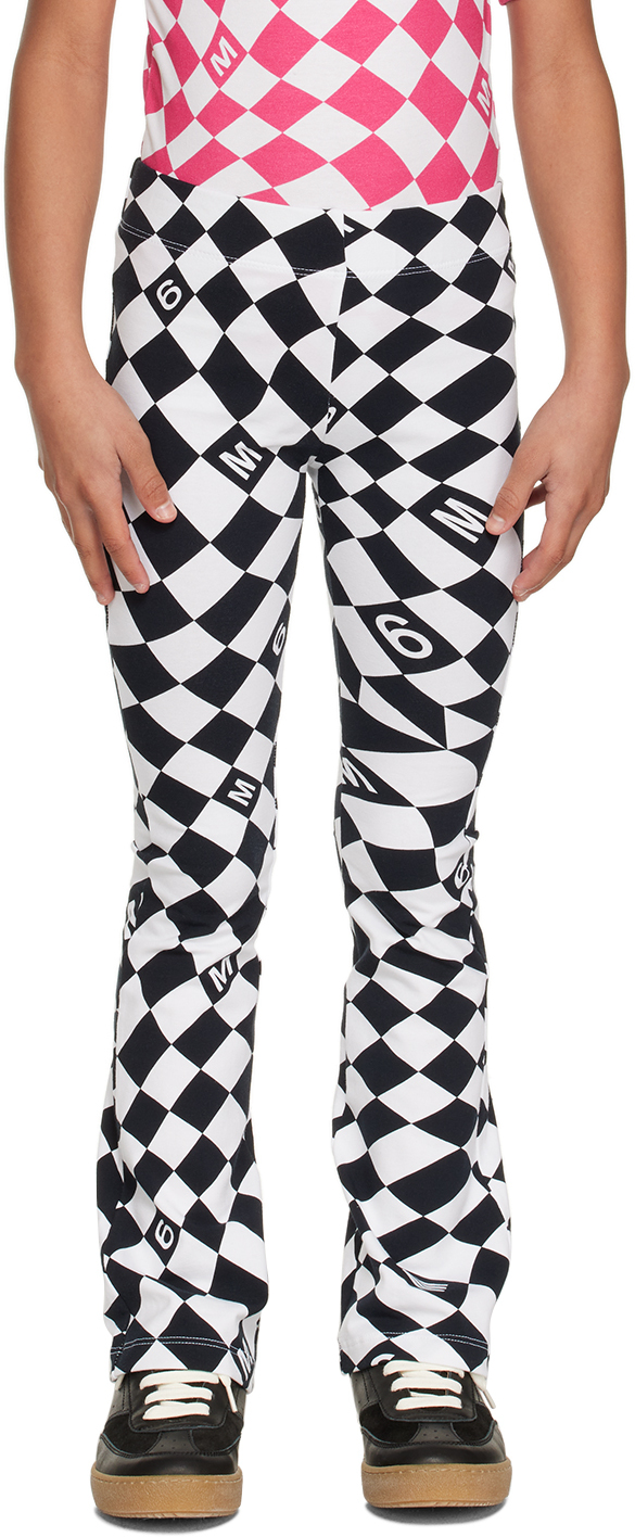 Mm6 Maison Margiela Kids Black & White Check Lounge Pants In M6c01