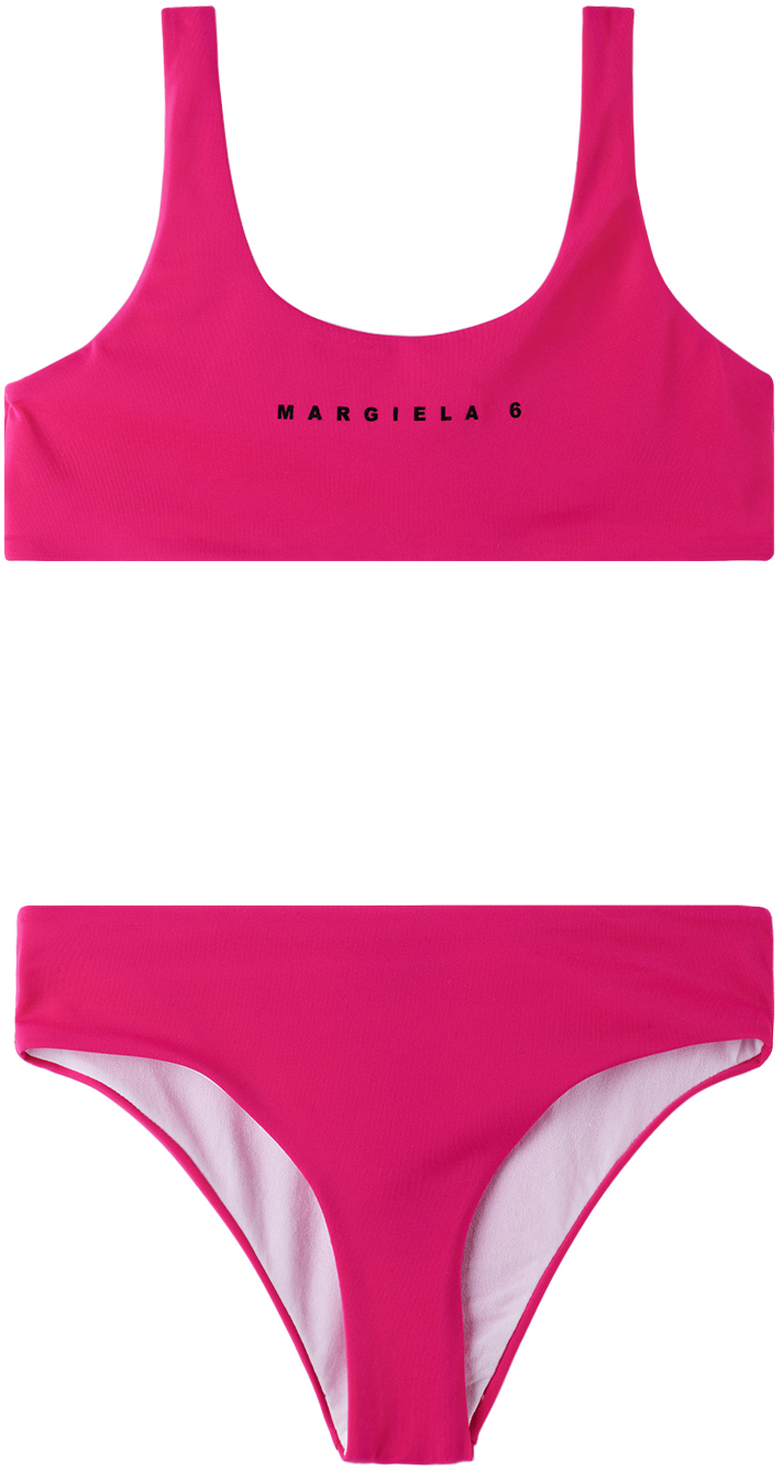 Mm6 Maison Margiela Kids Pink Printed Bikini In M6303