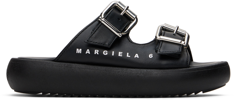 Mm6 Maison Margiela Kids Black Buckle Sandals In Var 1
