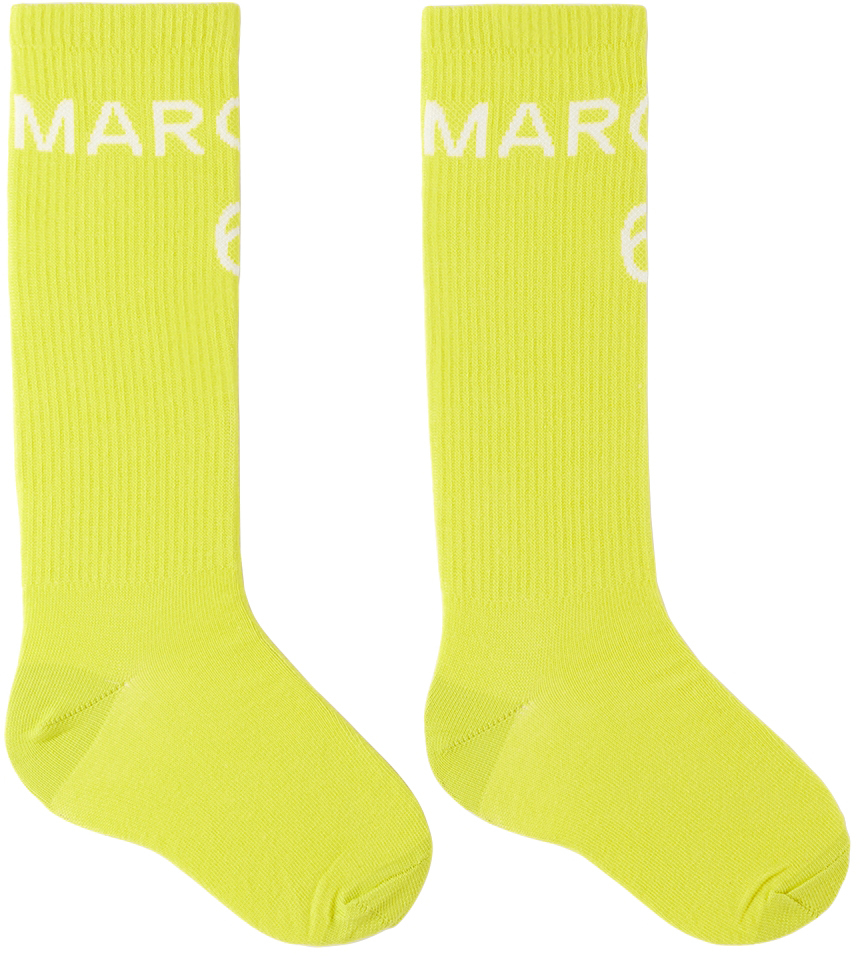 MM6 Maison Margiela Kids Yellow Jacquard Socks