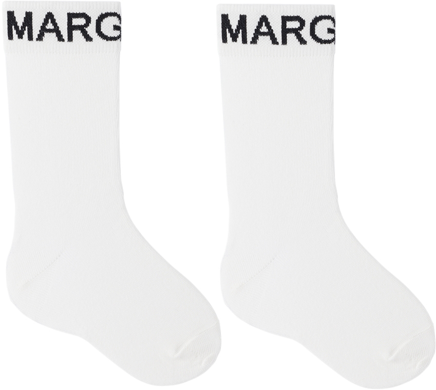 Kids White Jacquard Socks by MM6 Maison Margiela on Sale