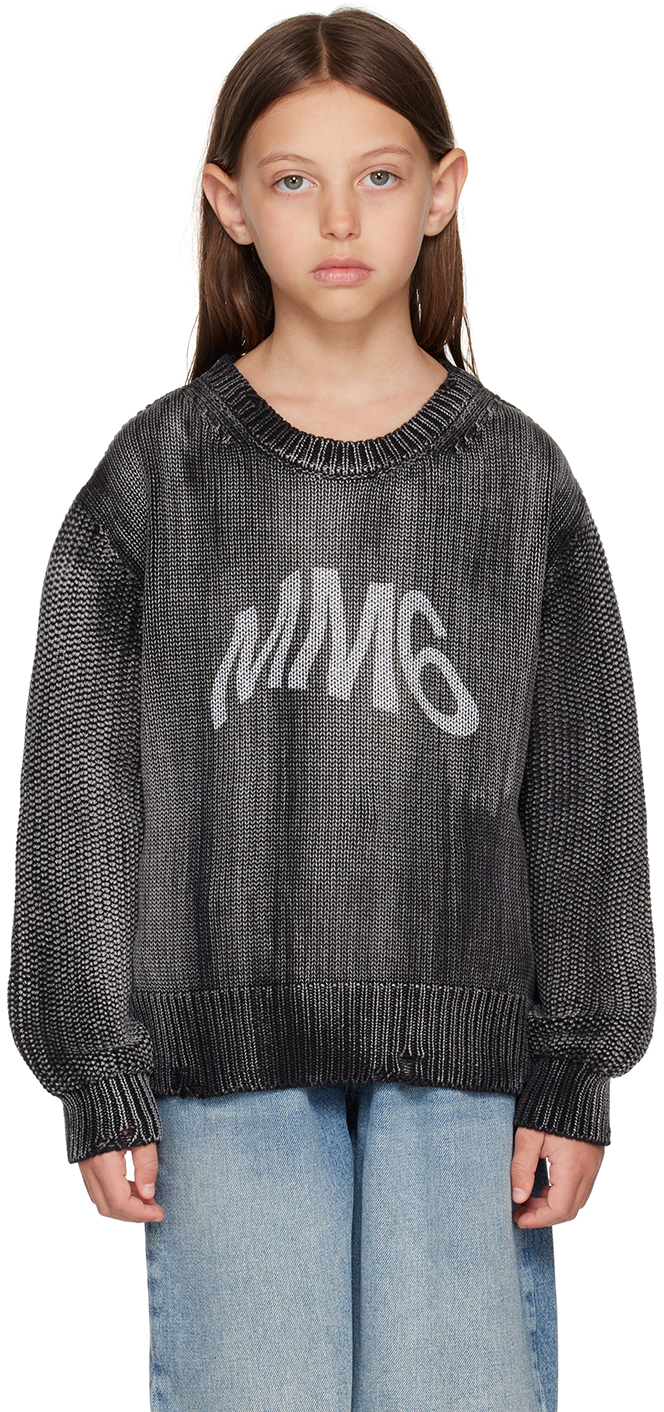 Mm6 Maison Margiela Kids Gray Distressed Sweater In M6900