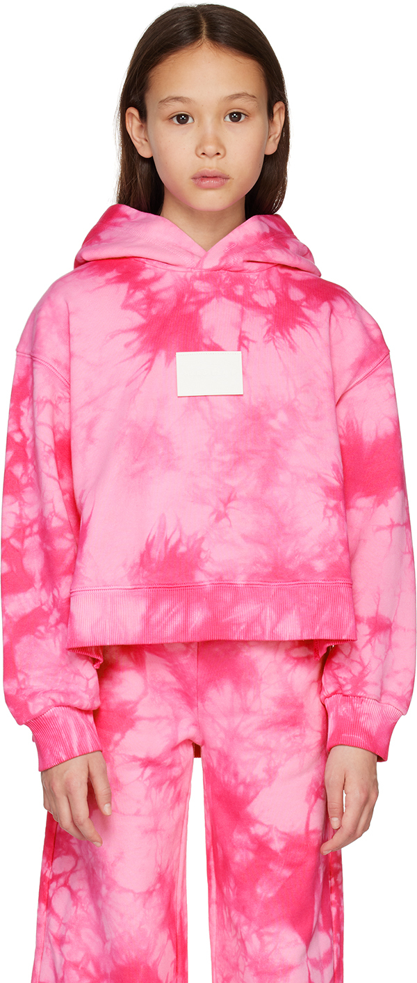 Shop Mm6 Maison Margiela Kids Pink Tie-dye Hoodie In M6303
