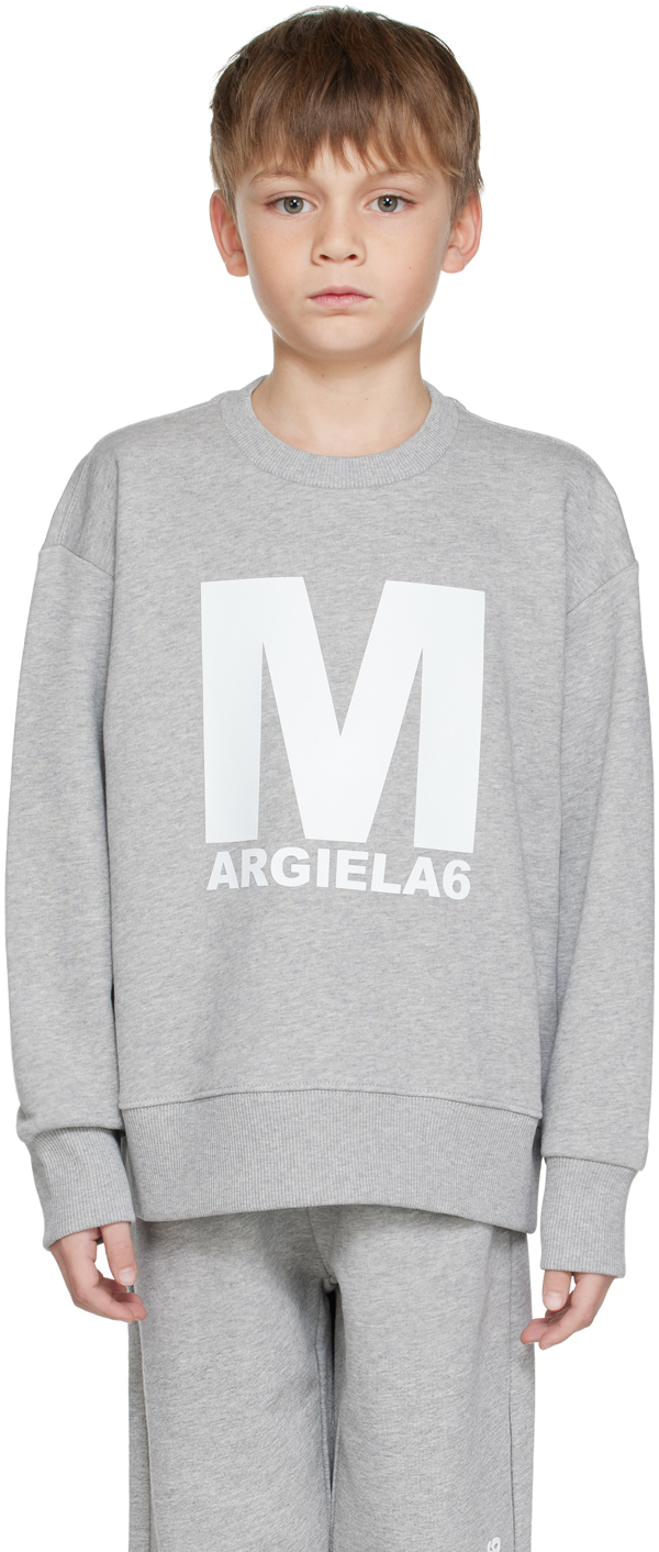 Mm6 Maison Margiela Kids Gray Bonded Sweatshirt In M6910
