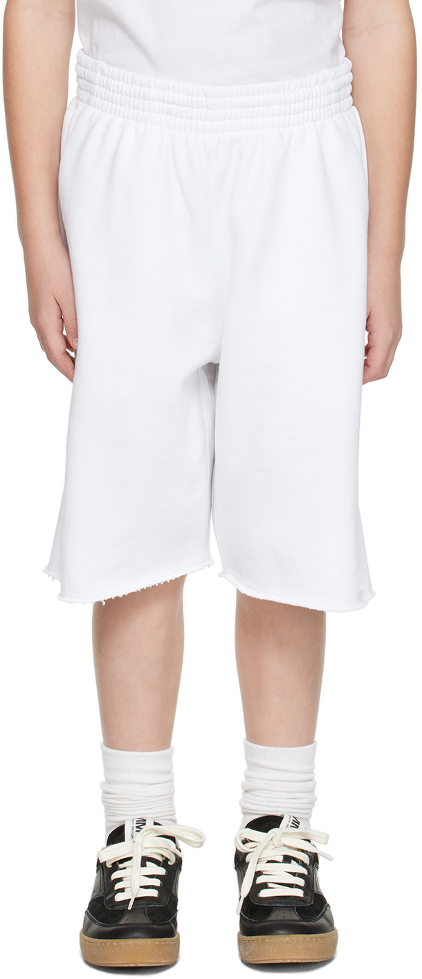 MM6 Maison Margiela Kids coated-finish cotton shorts - White
