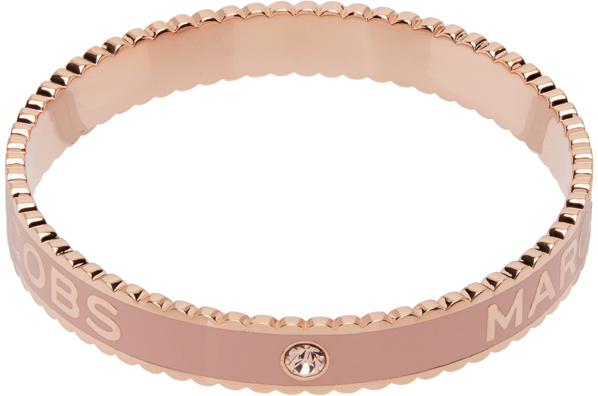 Marc Jacobs Rose Gold & Pink 'the Medallion' Cuff Bracelet In 277 Sand/rose Gold