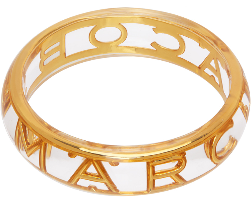 Shop Marc Jacobs Gold & Transparent 'the Monogram' Cuff Bracelet In 977 Clear/gold
