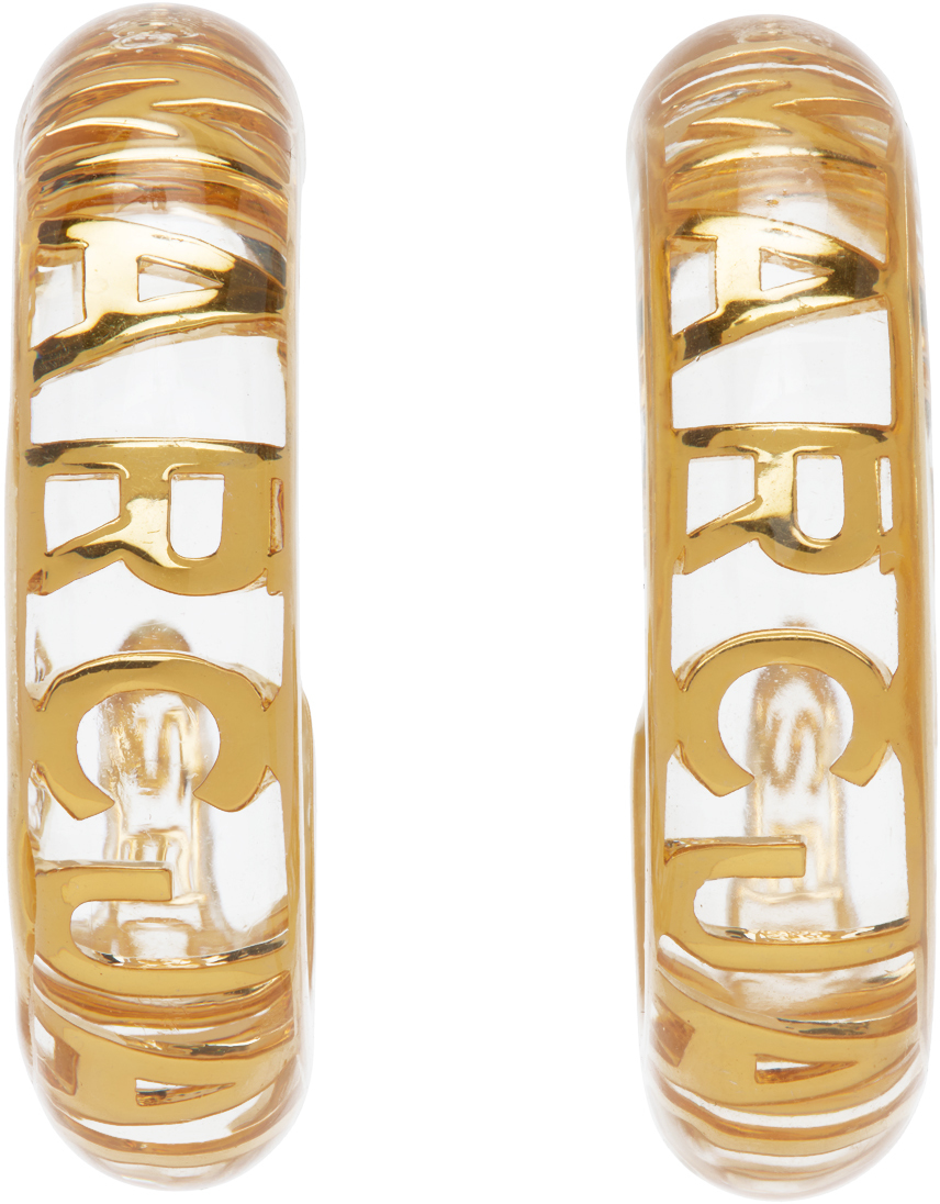 Marc Jacobs Transparent & Gold 'the Monogram Hoops' Earrings In 977 Clear/gold