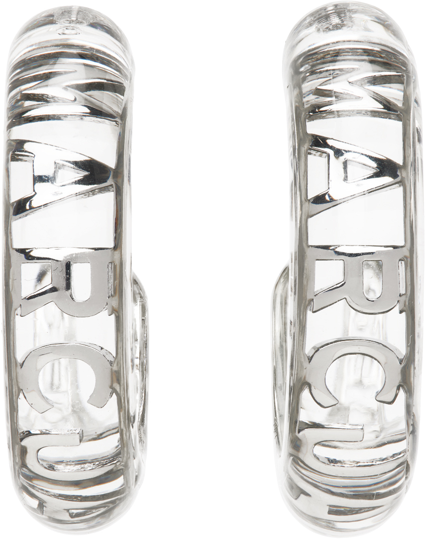 Marc Jacobs Transparent & Silver 'the Monogram Hoops' Earrings In 979 Clear/silver