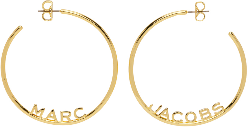 Shop Marc Jacobs Gold 'the Monogram Hoops' Earrings In 710 Gold