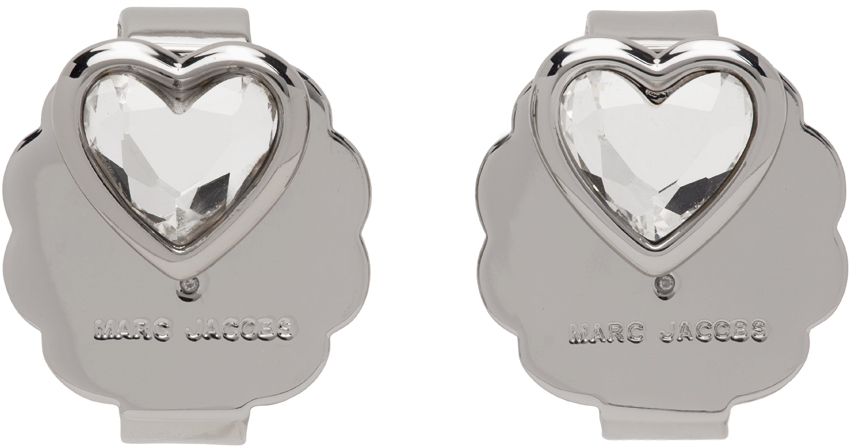 Marc Jacobs Silver 'the Charmed Heart' Stud Earrings In 980 Crystal/silver
