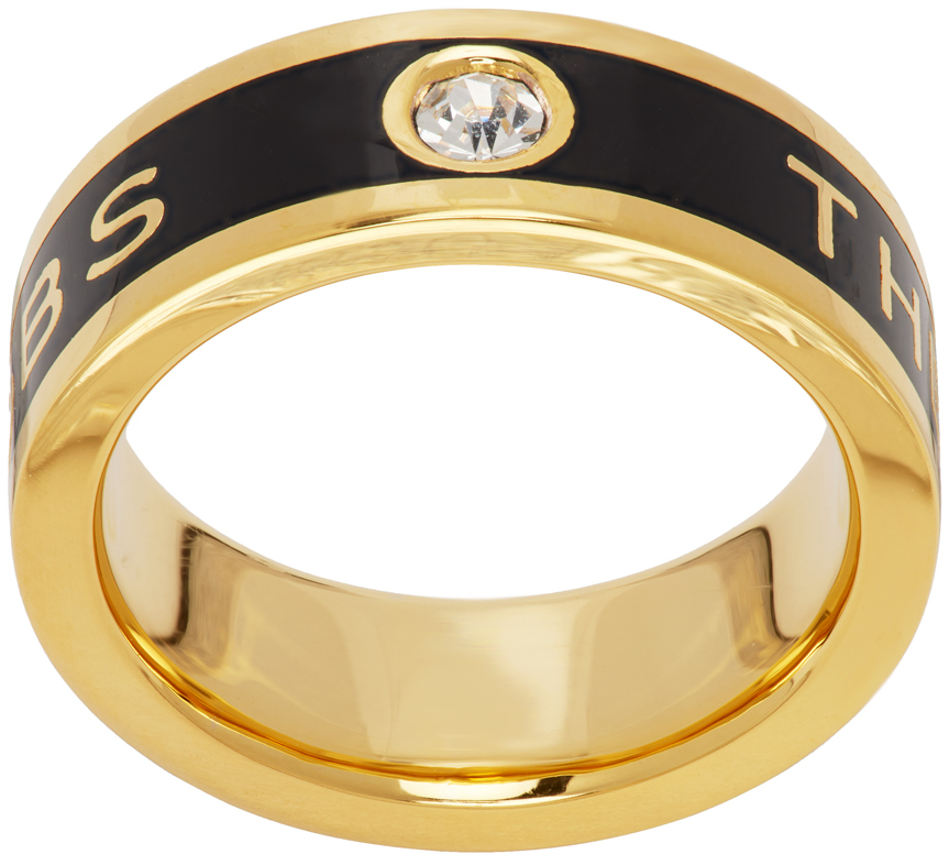 Marc Jacobs Gold & Black 'the Medallion' Ring In 001 Black/gold