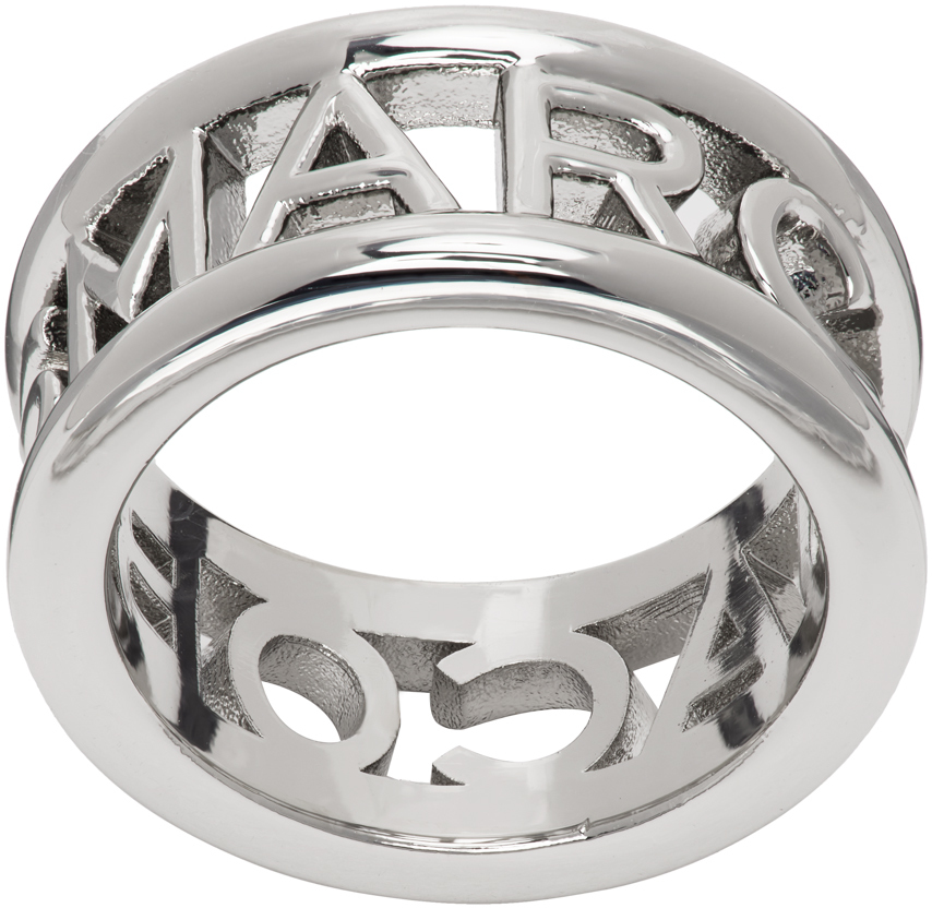Marc Jacobs Embossed Monogram Logo Ring In 040 Silver