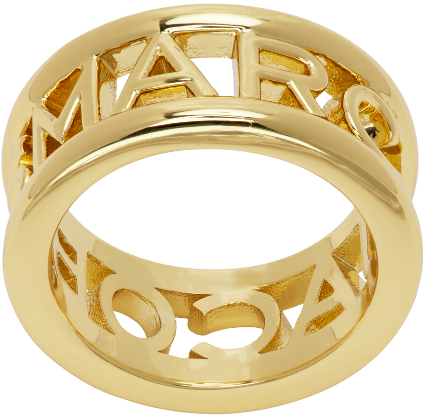 Marc Jacobs Gold 'the Monogram' Ring In 710 Gold