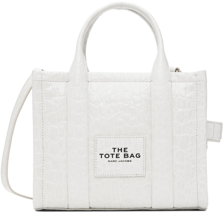 Marc Jacobs White Mini 'The Croc-Embossed Tote' Bag