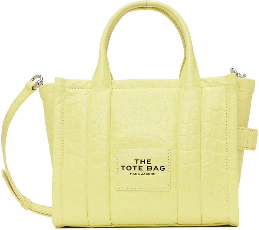 Shop Marc Jacobs Yellow 'the Croc-embossed Small' Tote In 766 Tender Yellow