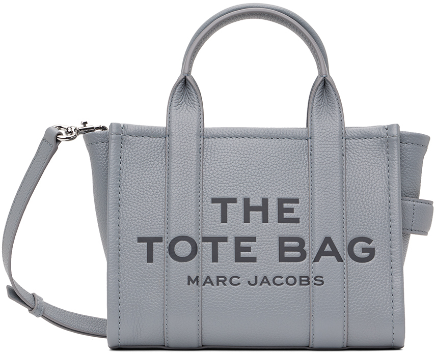 Marc Jacobs Womens The Leather Small Wolf Grey Tote Bag In Grey In 050 Wolf Grey