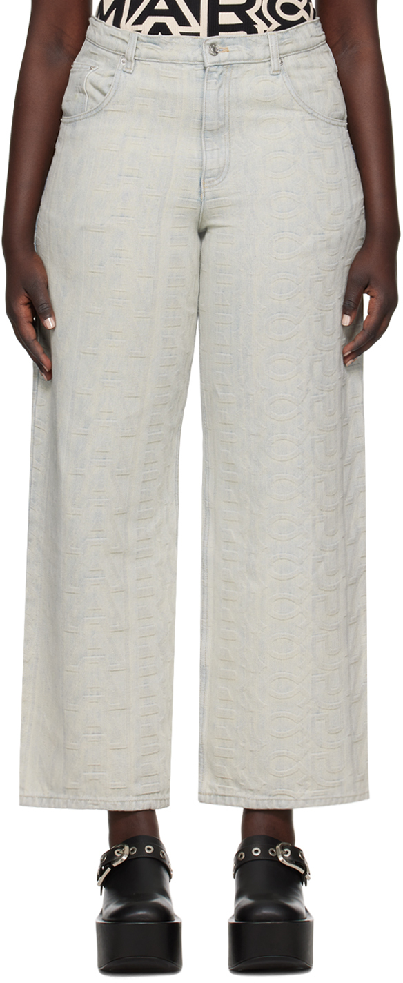Marc Jacobs Monogram Denim Pants In 451 Ice Blue