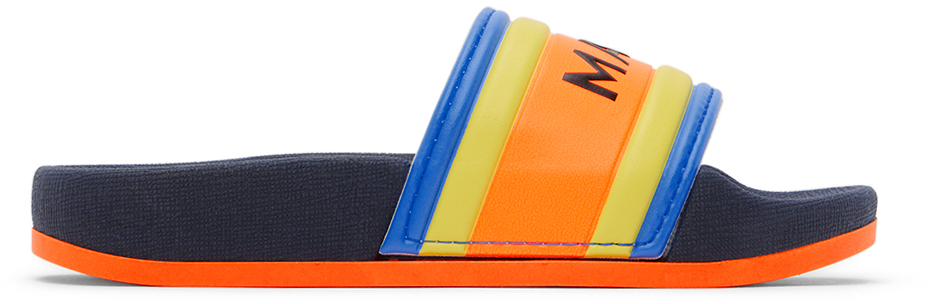 Marc Jacobs Kids Navy Rubber Sandals In V44 Marine Orange