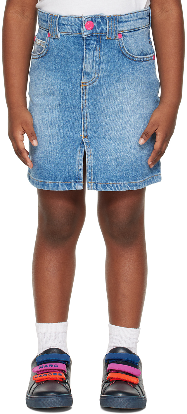 Marc Jacobs Kids Blue Patch Denim Skirt In Z10 Denim Blue