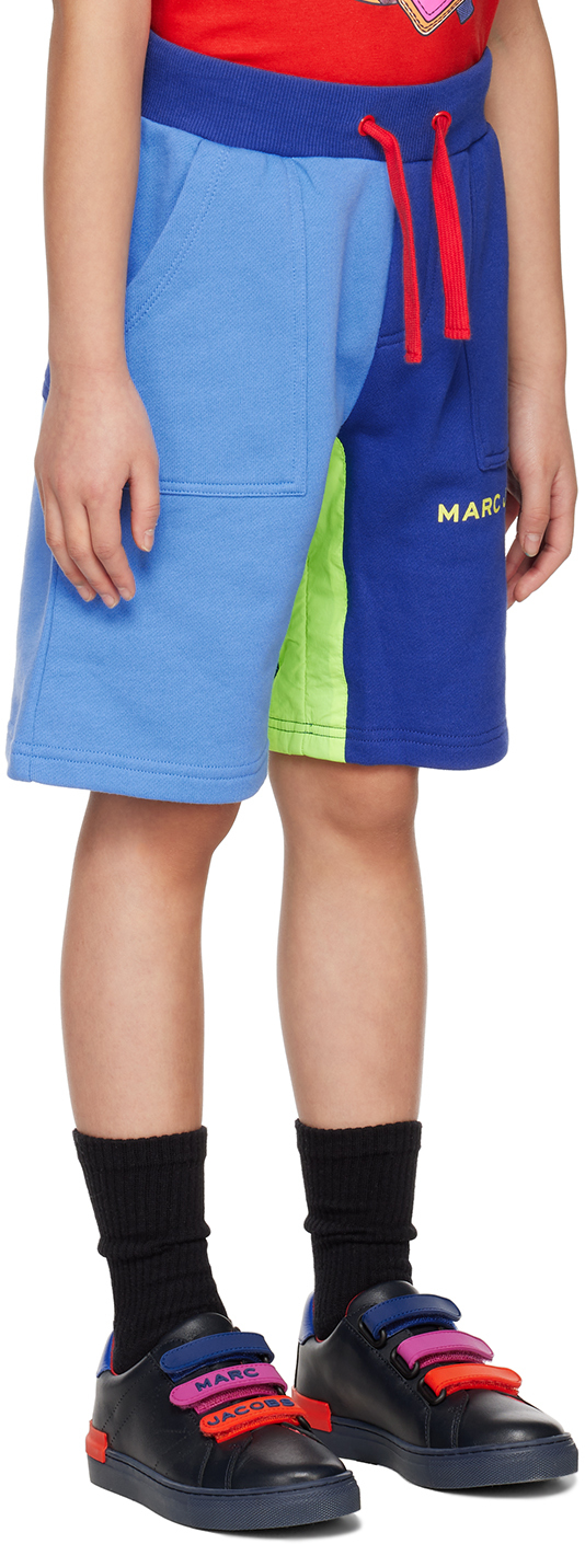 Marc Jacobs Boys Blue Logo Contrast Shorts In 784 Bleuet