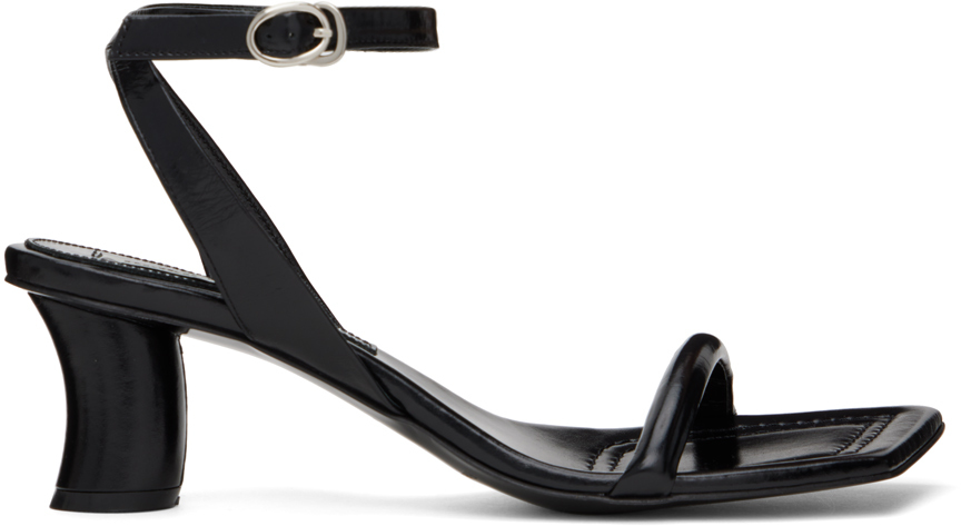 Reike Nen Diagonal Leather Ankle-strap Sandals In Black