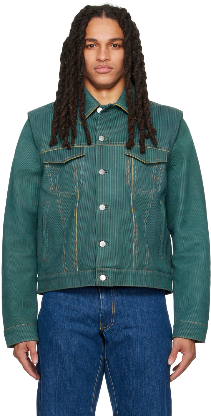 Bianca Saunders Blue Larda Leather Jacket