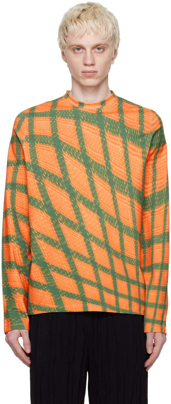 Shop Bianca Saunders Orange & Green Tarone Long Sleeve T-shirt In Orange/green & Orang
