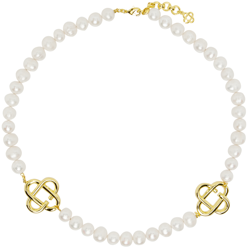 Casablanca White & Gold Chunky Pearl Necklace