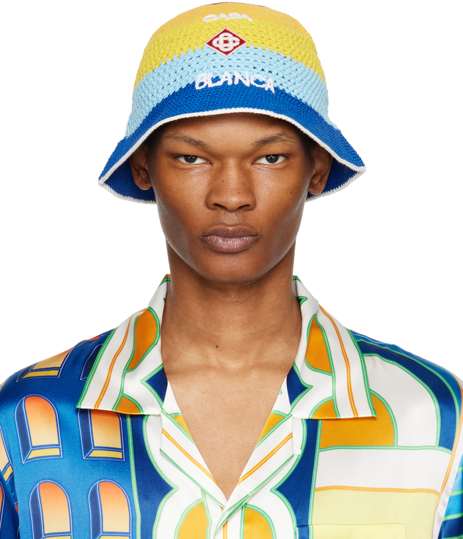Casablanca Striped Crochet Stretch Bucket Hat In Multicolor | ModeSens