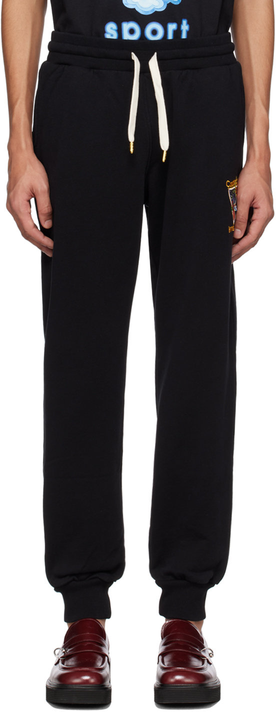 Casablanca Tennis Club Icon Embroidered Track Pants In Black