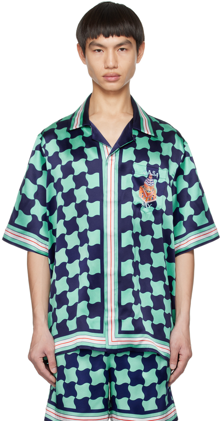 Casablanca Green & Navy Pool Tile Shirt