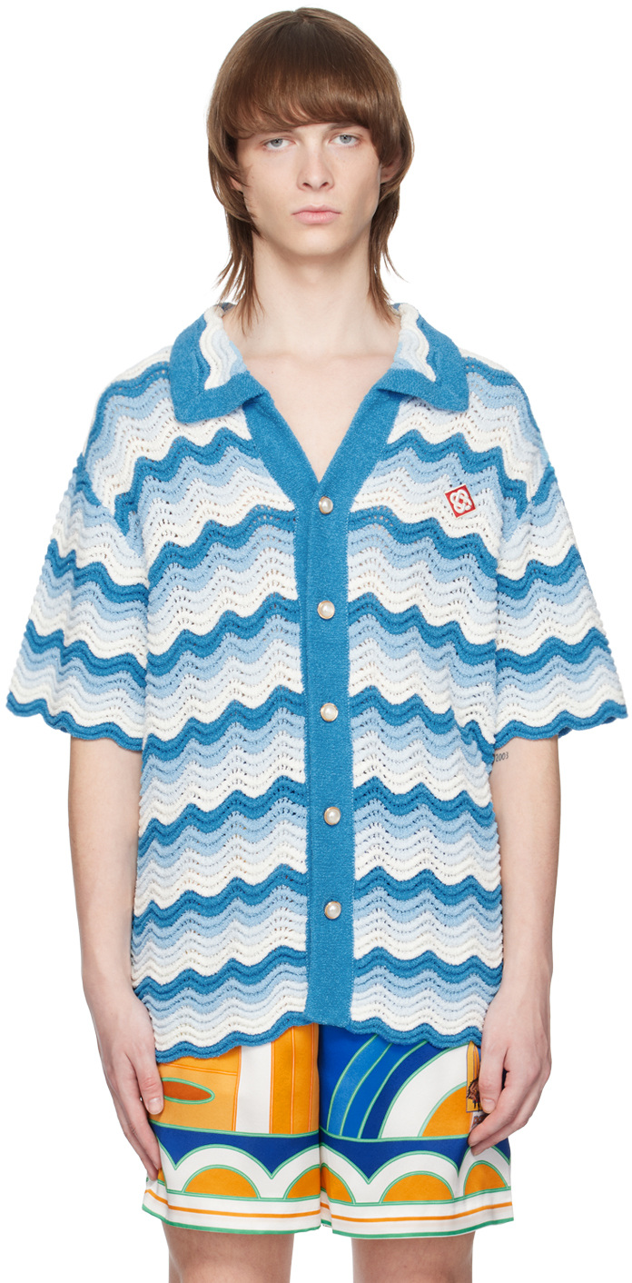Casablanca Blue & White Wavy Gradient Shirt