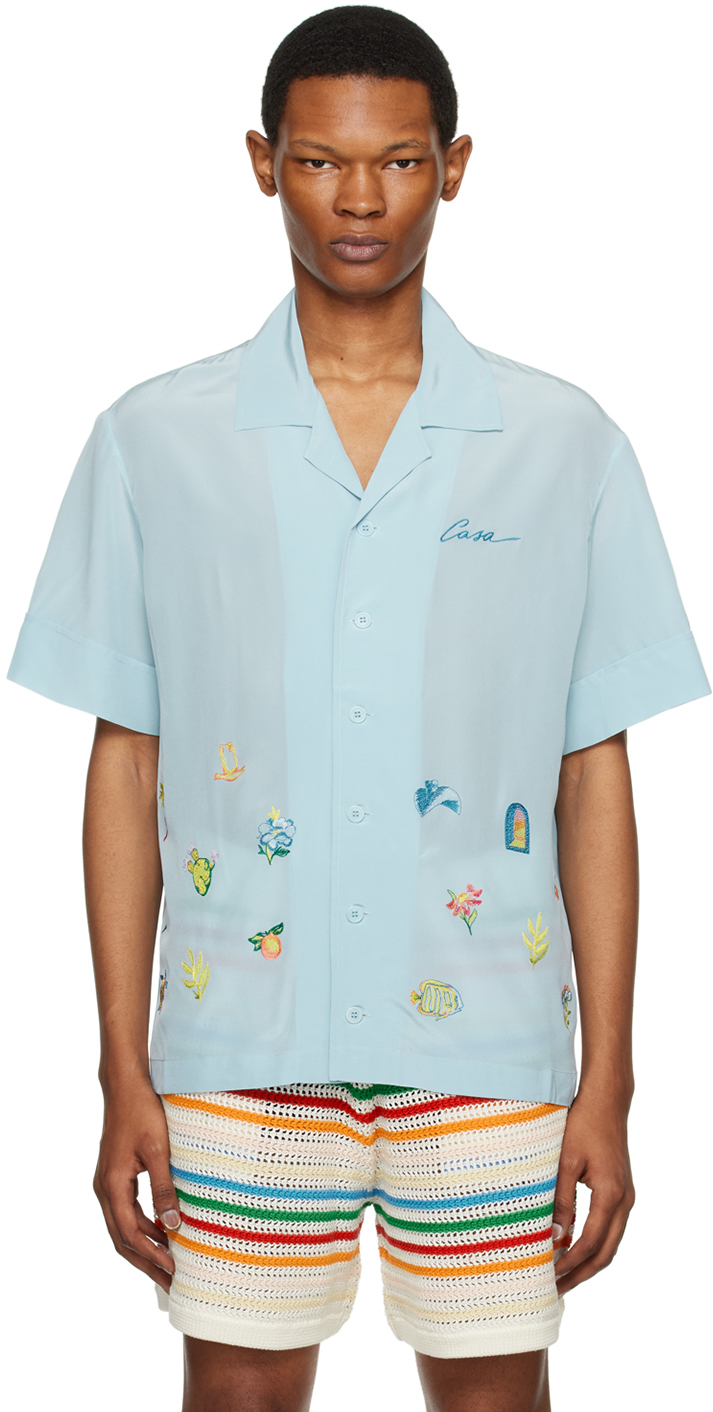 Casablanca: Off-White Embroidered Shirt | SSENSE