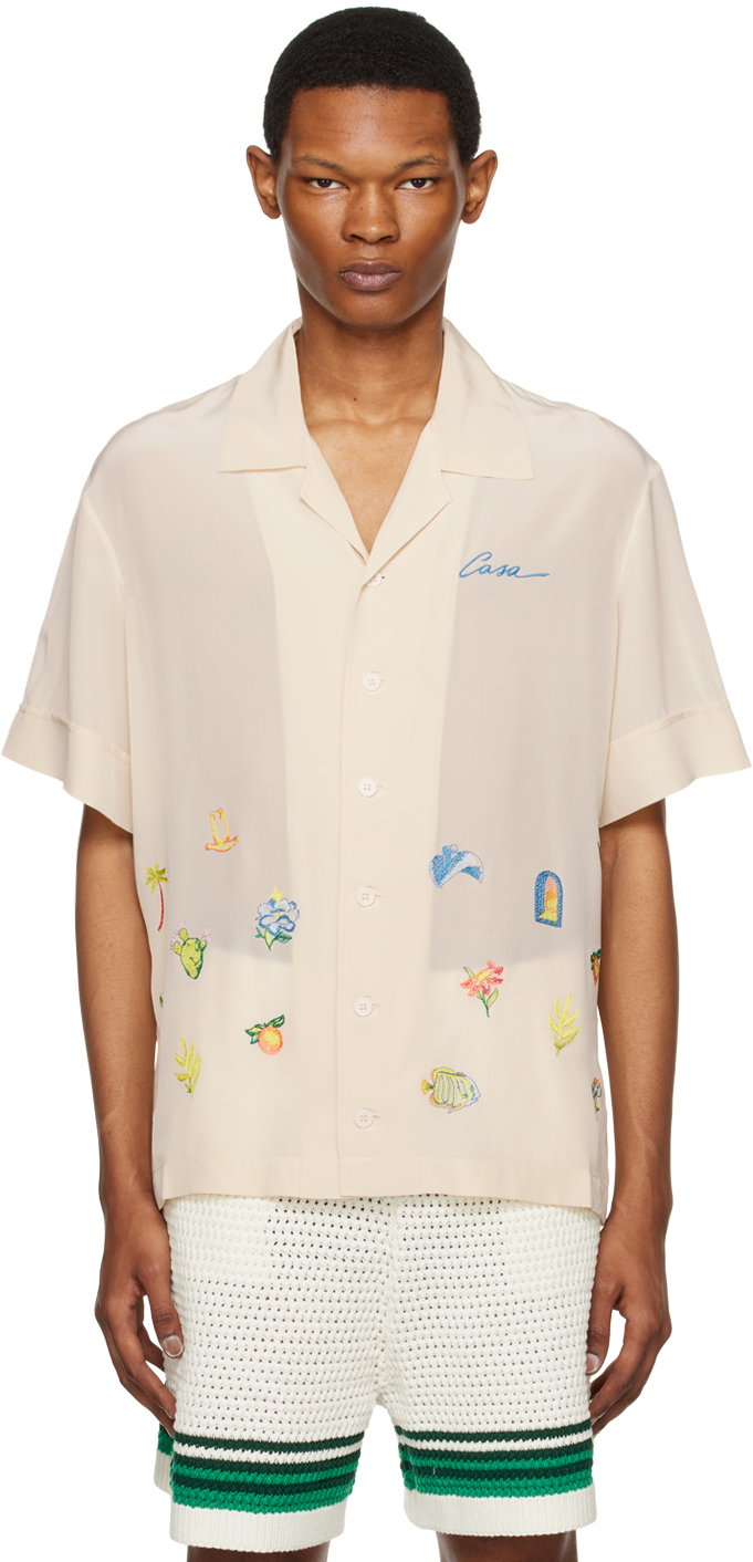 Casablanca: Off-White Embroidered Shirt | SSENSE