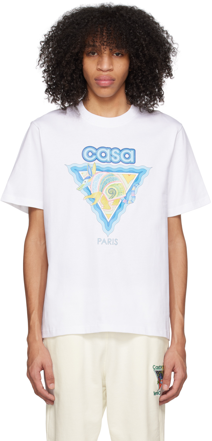Casablanca: White Printed T-Shirt | SSENSE