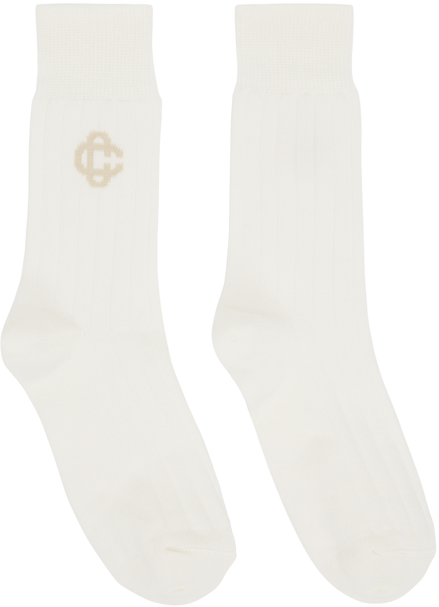 White Logo Cotton Socks
