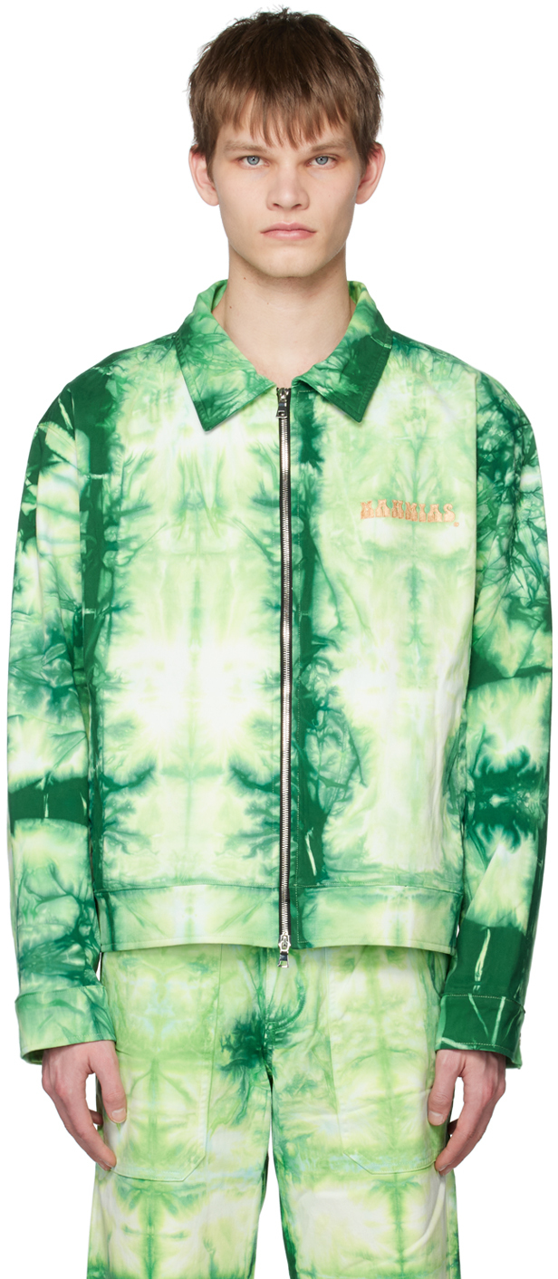 Shop Nahmias Green Tie Dye Jacket In Green Tye Dye