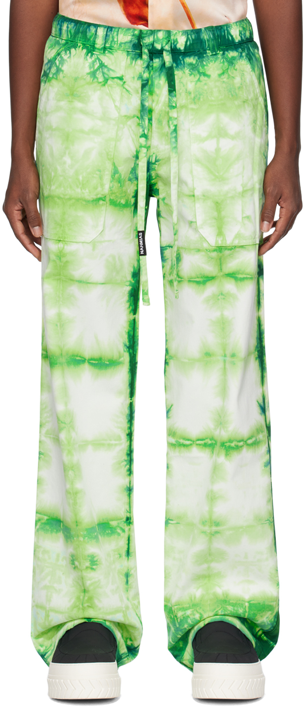Nahmias: Green Tie Dye Baggy Trousers | SSENSE