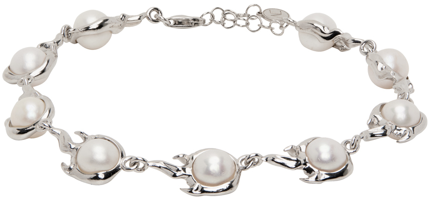 Alan Crocetti Silver Pearl Spark Bracelet In Metallic