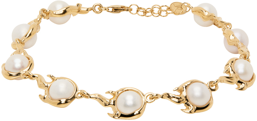 Alan Crocetti Gold Pearl Spark Bracelet In Gold Vermeil