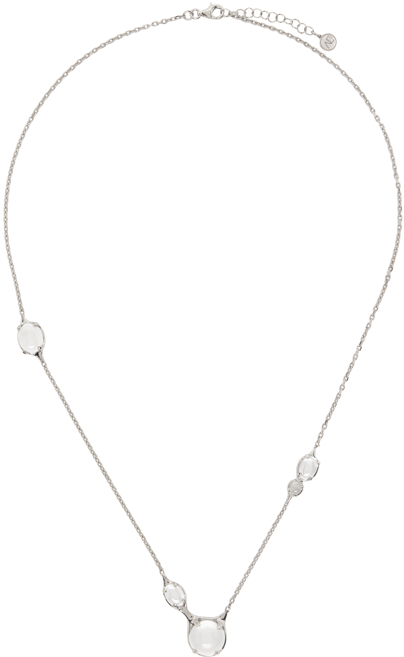 Alan Crocetti Silver Droplet Necklace In Rhodium Vermeil