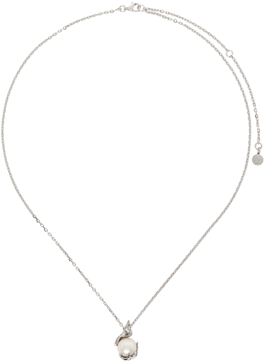 Alan Crocetti Silver Pearl In Heat Necklace In Rhodium
