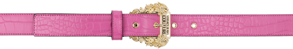 Versace Jeans Couture Pink Croc Pin-Buckle Belt