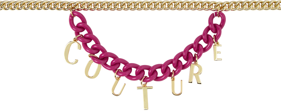 Versace Jeans Couture Pink & Gold Charms Chain Belt In Epy8 Gold + Hot Pink