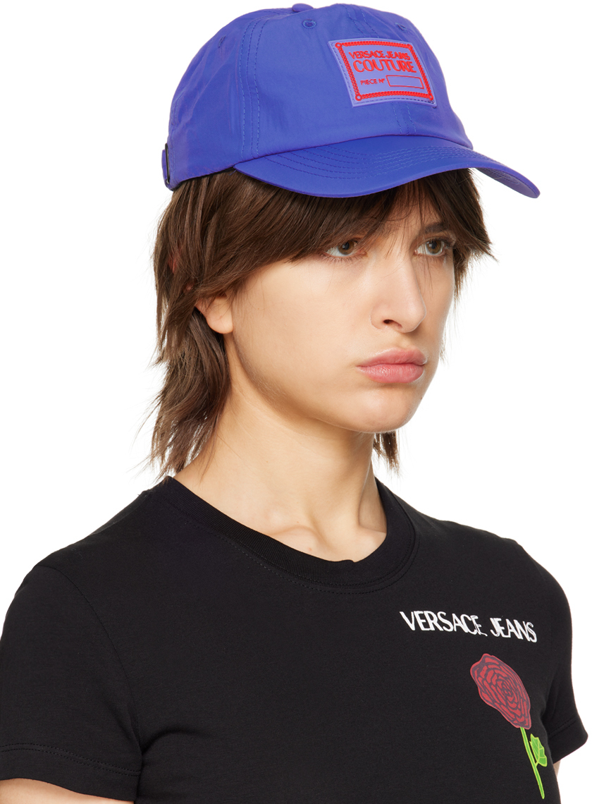 Shop Versace Jeans Couture Blue Piece Number Cap In E206 Klein
