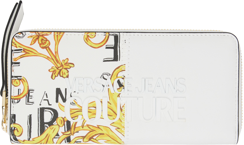 Versace Jeans Couture White Logo Couture Wallet In Eg03 White + Gold