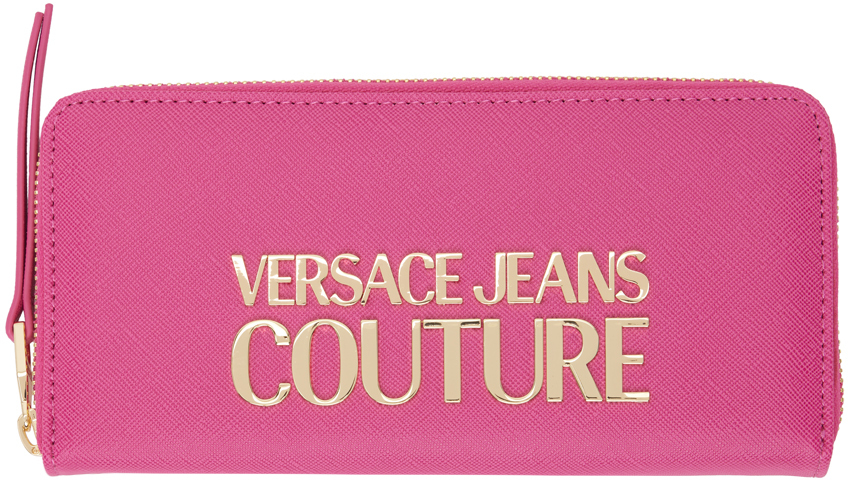 Versace Jeans Couture Pink Logo Continental Wallet In E406 Hot Pink