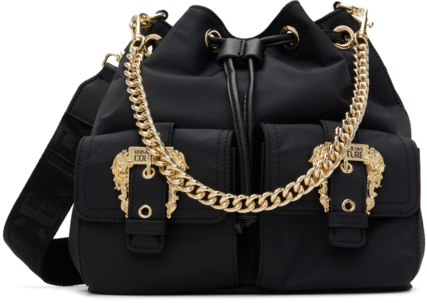 Versace Jeans Couture Black Baroque Buckle Bag In E899 Black